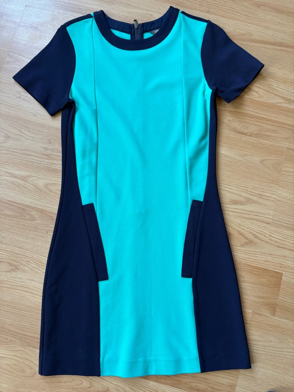 Kenneth Cole Reaction Teal Navy mini dress Sz s Preppy Office Old money - Picture 2 of 9